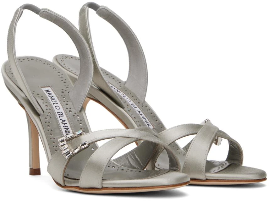 Manolo Blahnik Gray Ramisli Heeled Sandals 4