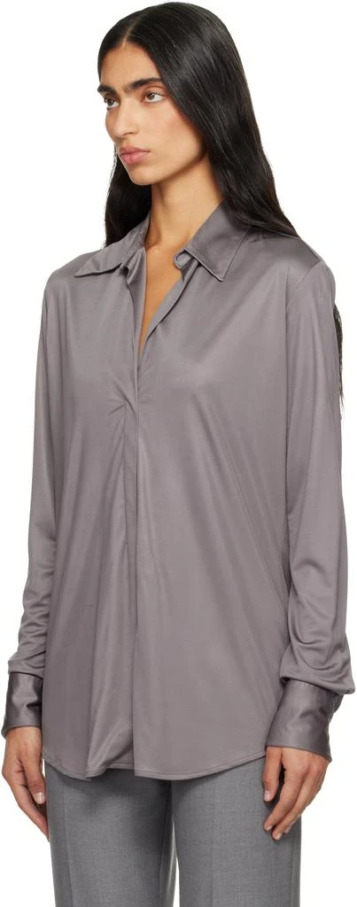 Dries Van Noten Gray Satin Shirt 4