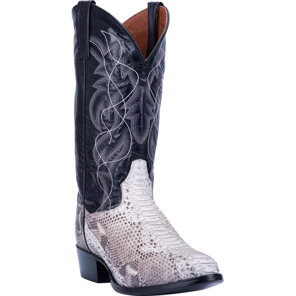 Dan Post Boots Manning Snakeskin Embroidered Round Toe Pull On Cowboy Boots