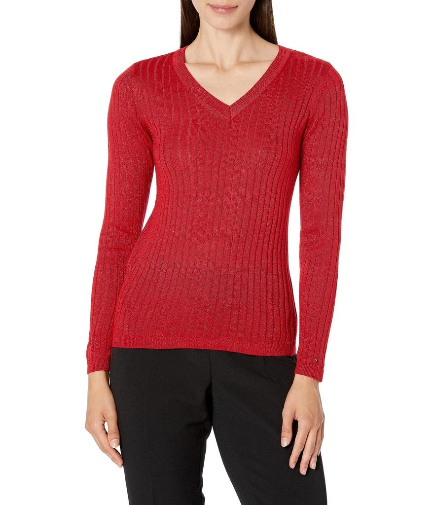 Tommy Hilfiger Lurex Rib V-Neck Sweater 1
