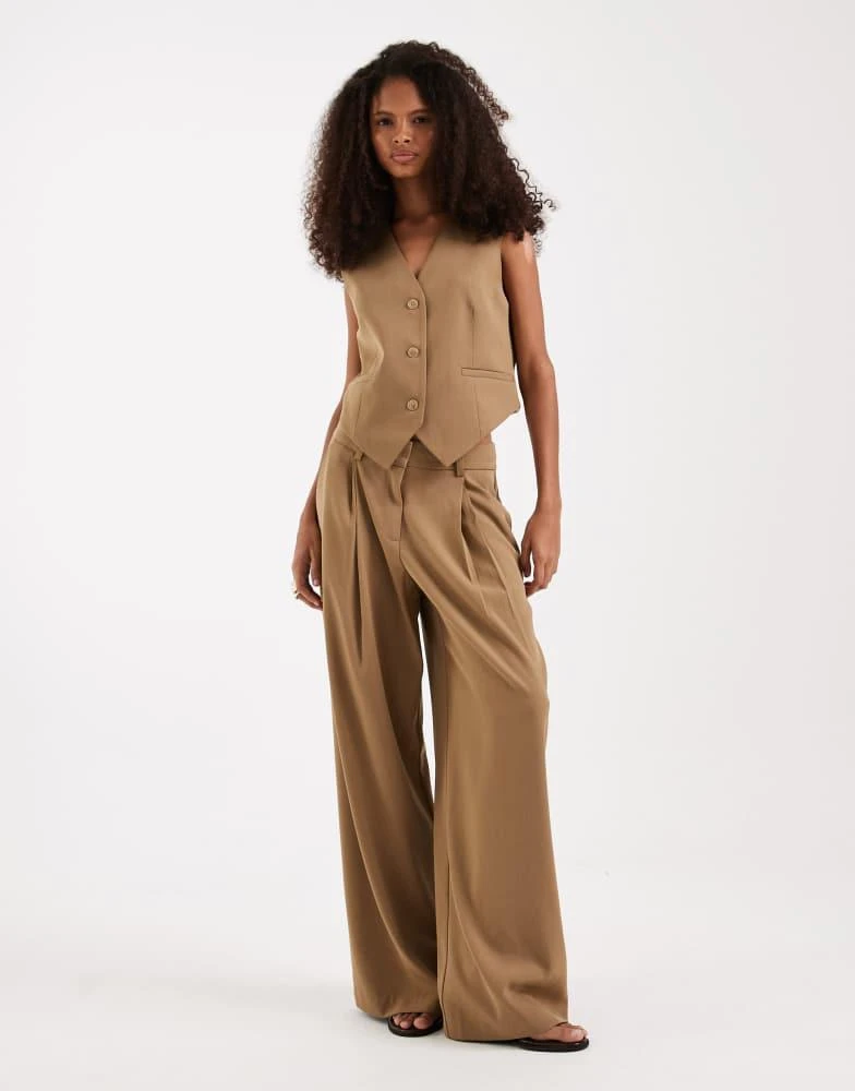VERO MODA Vero Moda wide leg tailored trouser mix 
match co-ord in beige