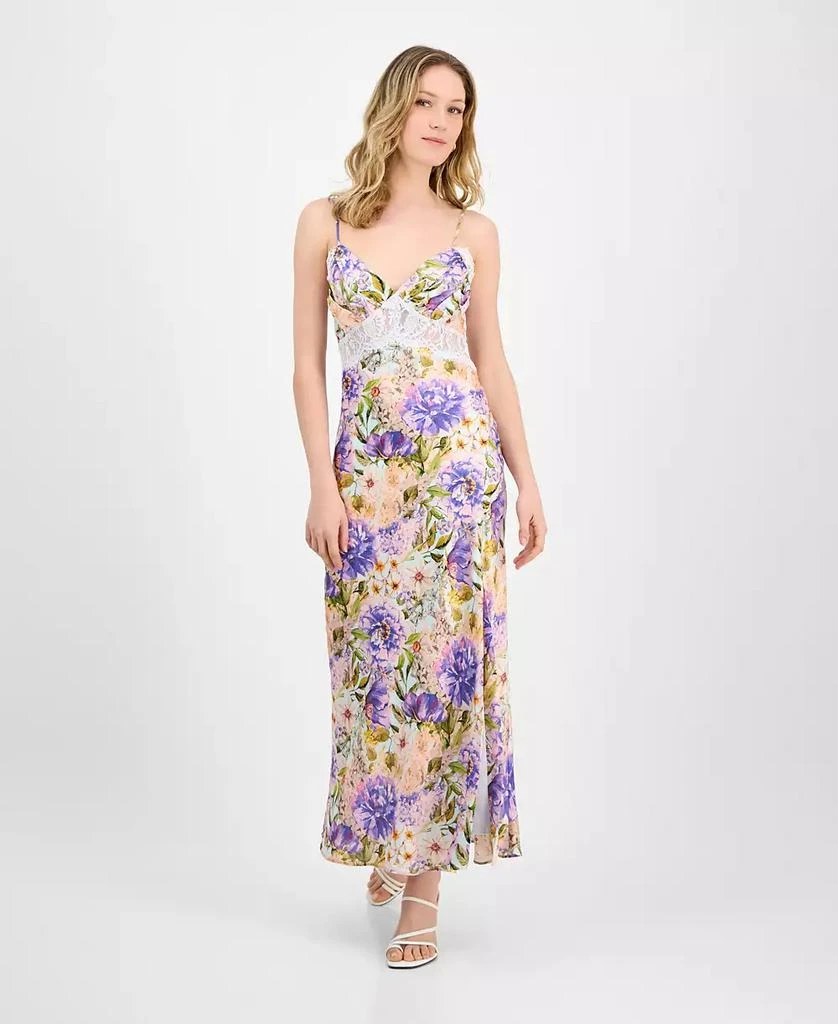 ASTR Women's Ivanna Floral Lace-Trim Sweetheart Maxi Dress 1
