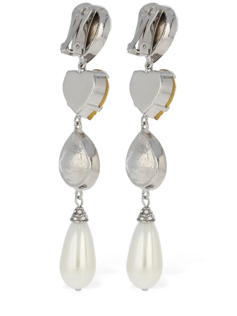 ALESSANDRA RICH Crystal Earrings W/ Faux Pearl Pendants 3