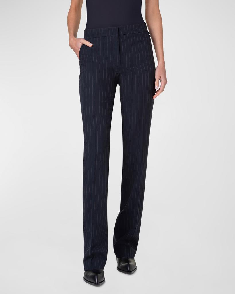 Akris Carl Pinstripe Straight-Leg Crepe Pants