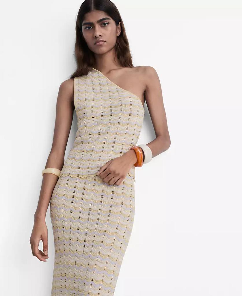 Mango Women's Asymmetrical Lurex Top
