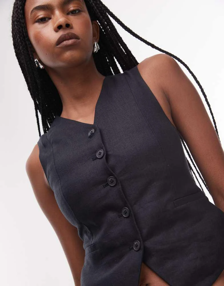 & Other Stories & Other Stories co-ord fitted linen waistcoat in black 3