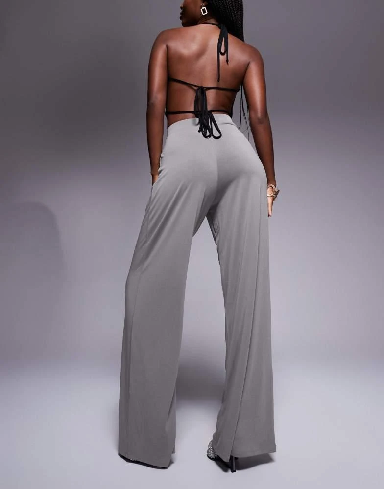 ASOS ASOS DESIGN soft handle pleated wide leg trousers in slate grey 2