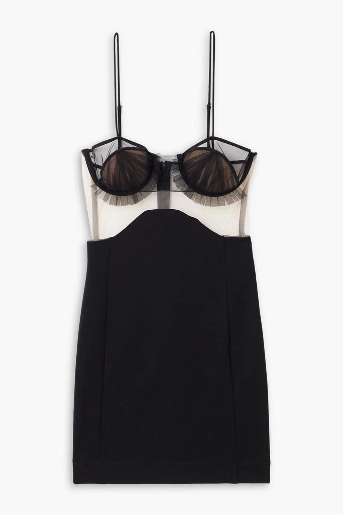 Nensi Dojaka Gathered tulle-trimmed stretch-crepe mini dress 1