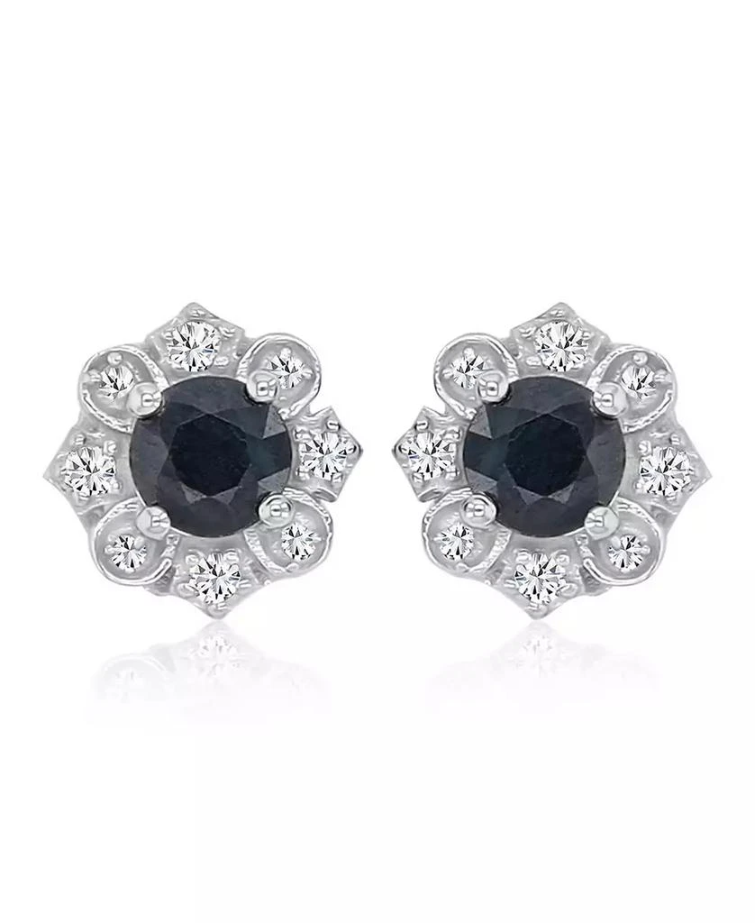 Macy
s Diamond and Blue Sapphire Stud Earrings in 10k White Gold 3