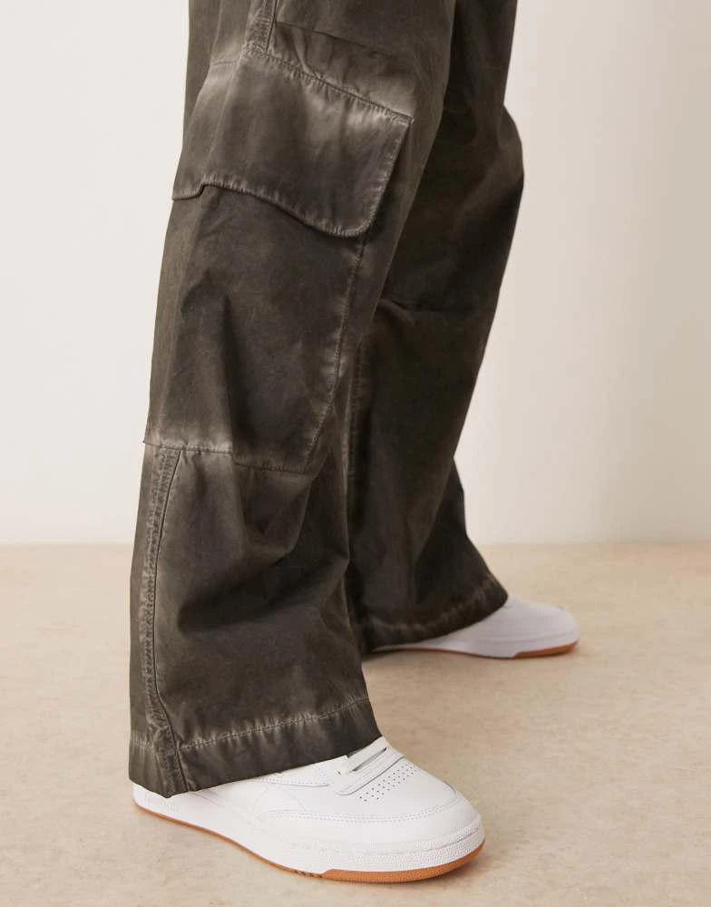 ASOS ASOS DESIGN super baggy cargo trousers in heavy black wash 4