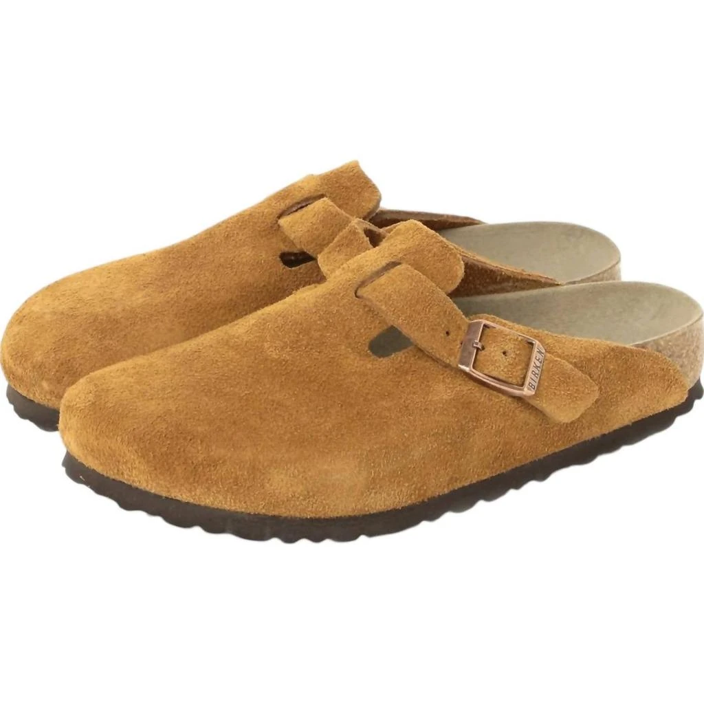 Birkenstock Women's Boston Suede Leather Clogs - Narrow In Latte Cream 3