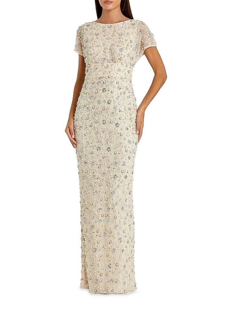 Mac Duggal Evening Floral Embellished Mesh Fitted Blouson Gown - Dresses &  Skirts - Free Shipping