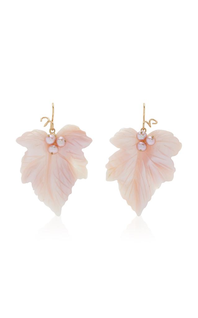 Annette Ferdinandsen Annette Ferdinandsen - Grape Leaf 18K Yellow Gold Mother-of-Pearl Earrings - Pink - OS - Moda Operandi - Gifts For Her