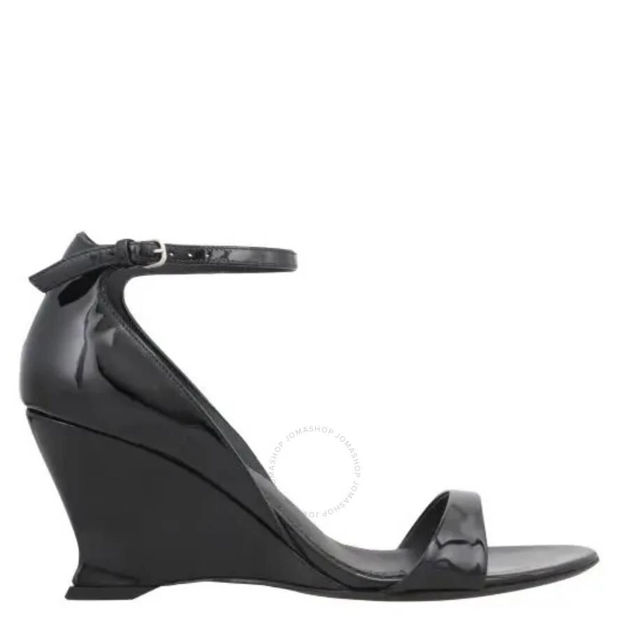 Salvatore Ferragamo Black Vernice Open-Toe Wedge Sandals 1