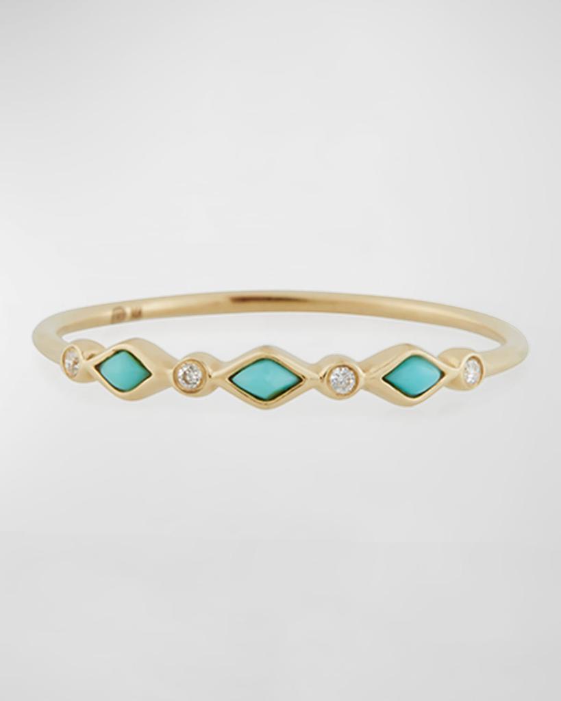 Sydney Evan Turquoise Bezel & Diamond Stacking Ring