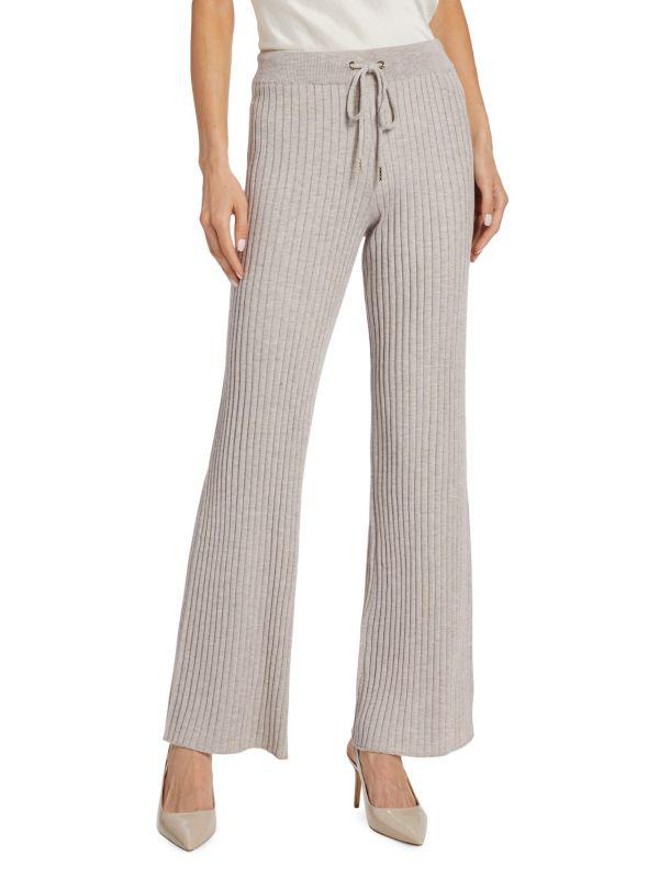 Stellae Dux Wide Rib-Knit Drawstring Pants