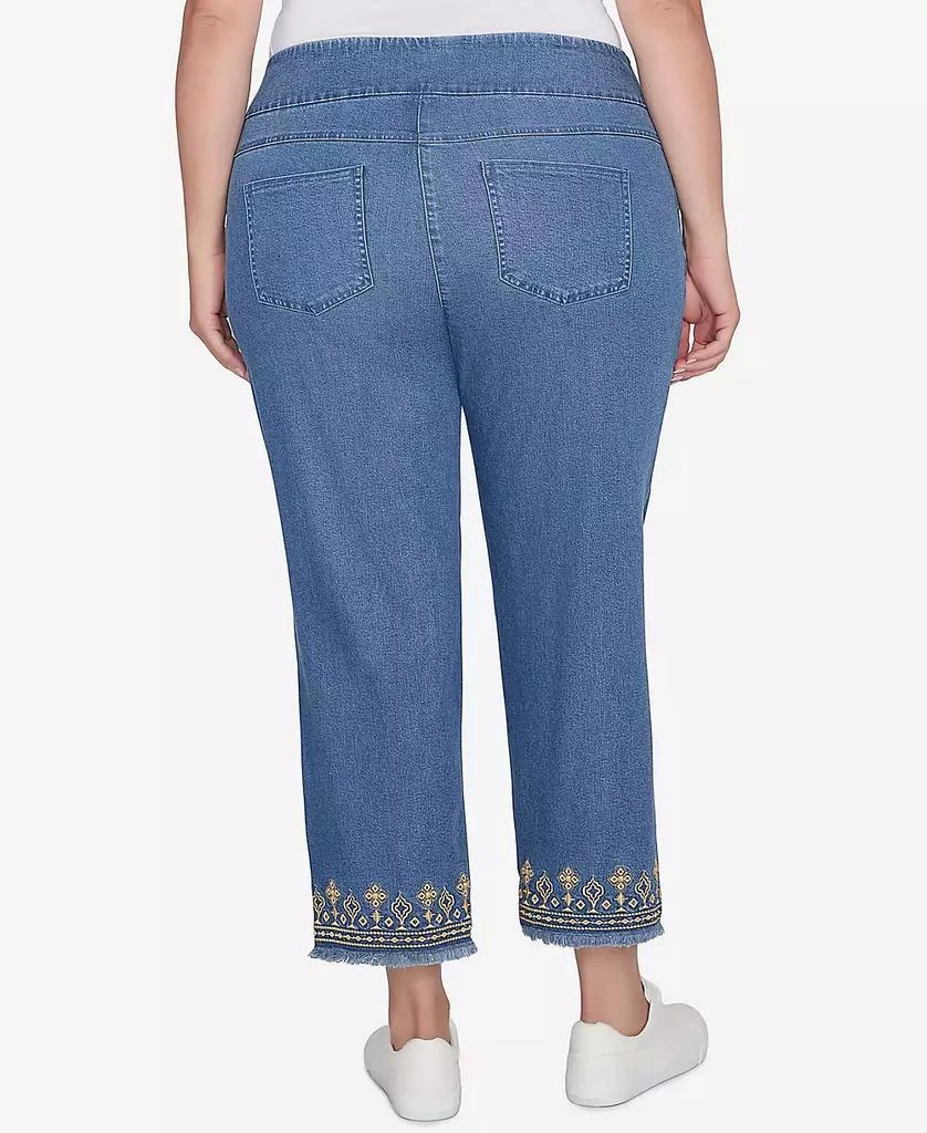Ruby Rd. Plus Size Denim Embroidered Ankle Pants 2