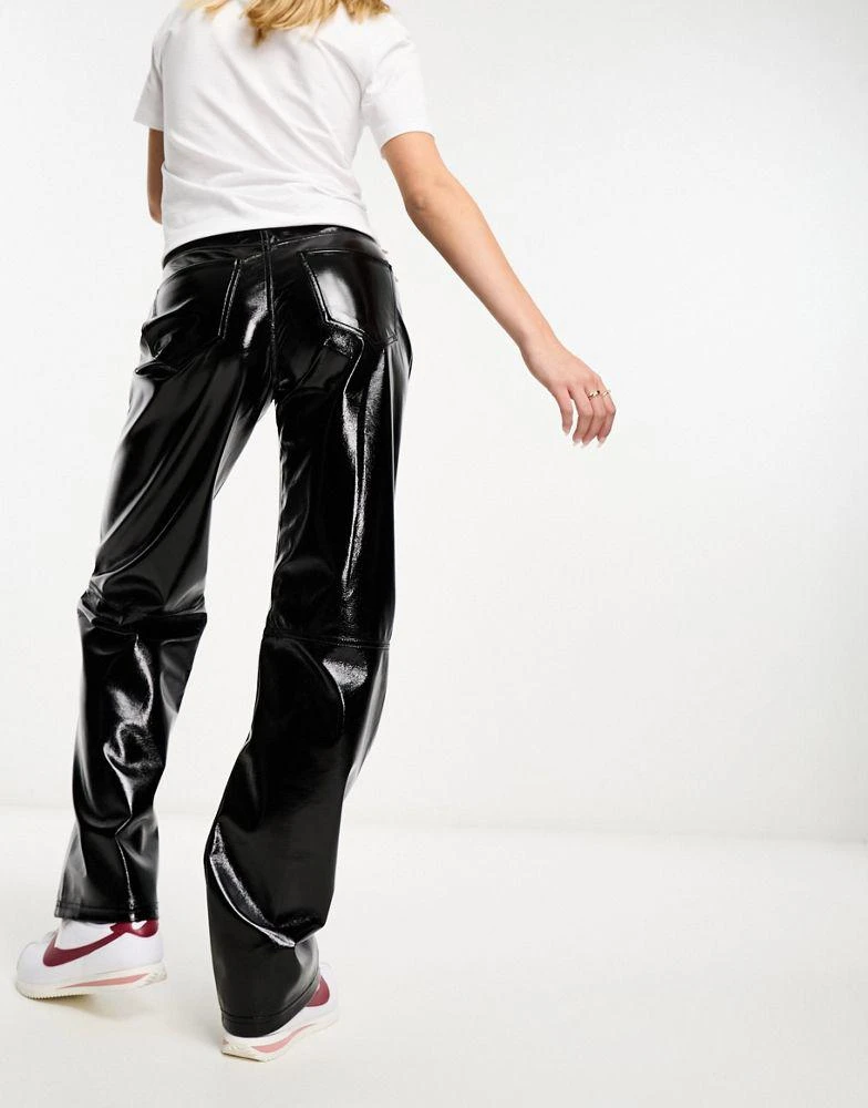 Pull&Bear Pull&Bear crackle finish vinyl trouser in black 3