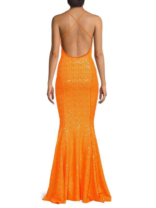 Norma Kamali Sequin Crisscross Trumpet Gown 2