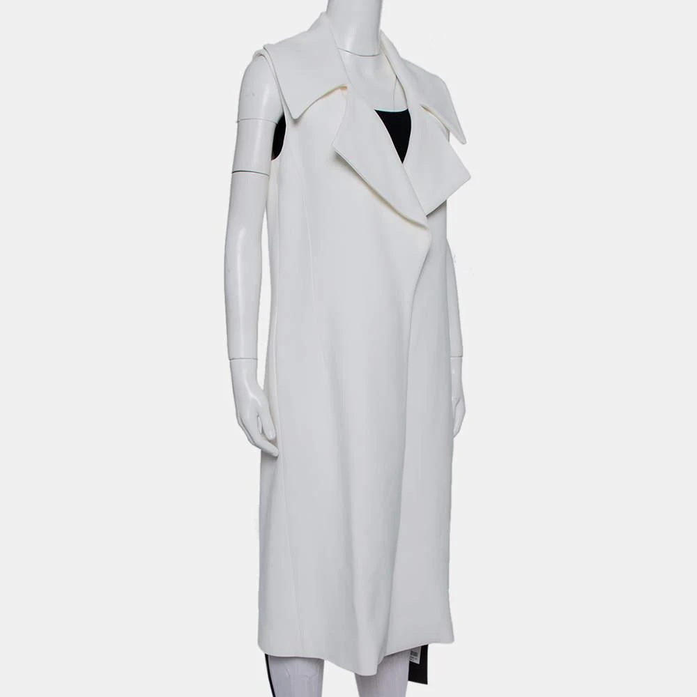 CUSHNIE Cushnie et Ochs White Crepe Collared Open Front Coat S 2
