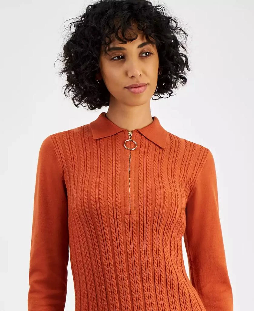 Robbie Bee Petite Cable-Knit Half-Zip Sweater Dress 3