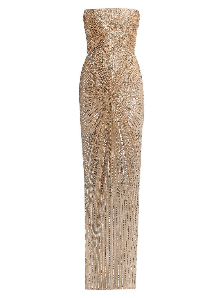 BRONX AND BANCO Dahlia Crystal-Embellished Strapless Maxi Dress