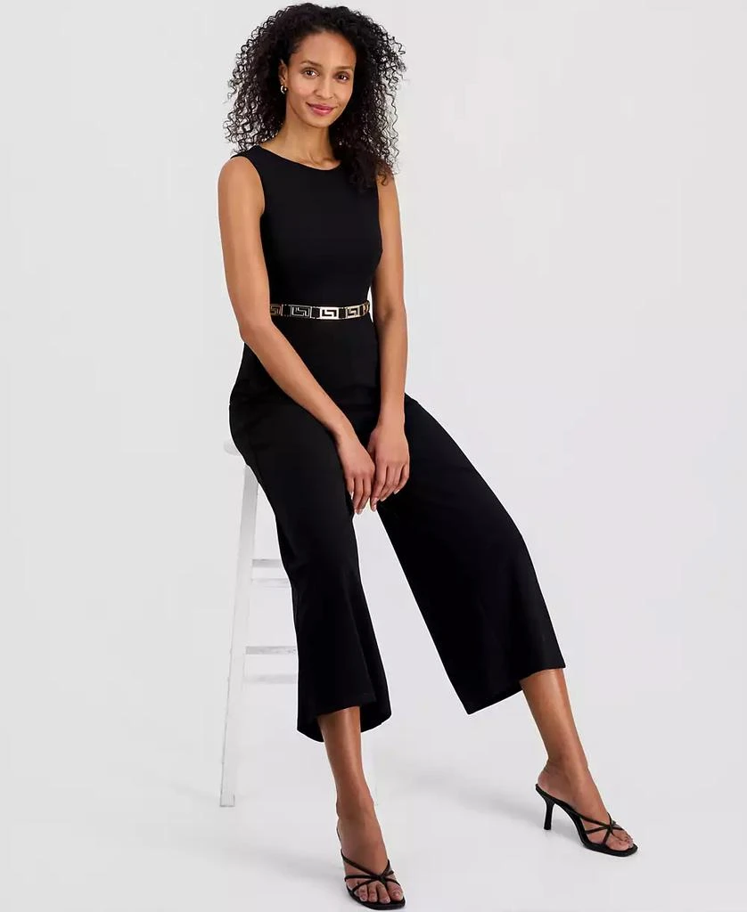 Robbie Bee Women's Belted Sleeveless Crepe Jumpsuit 4