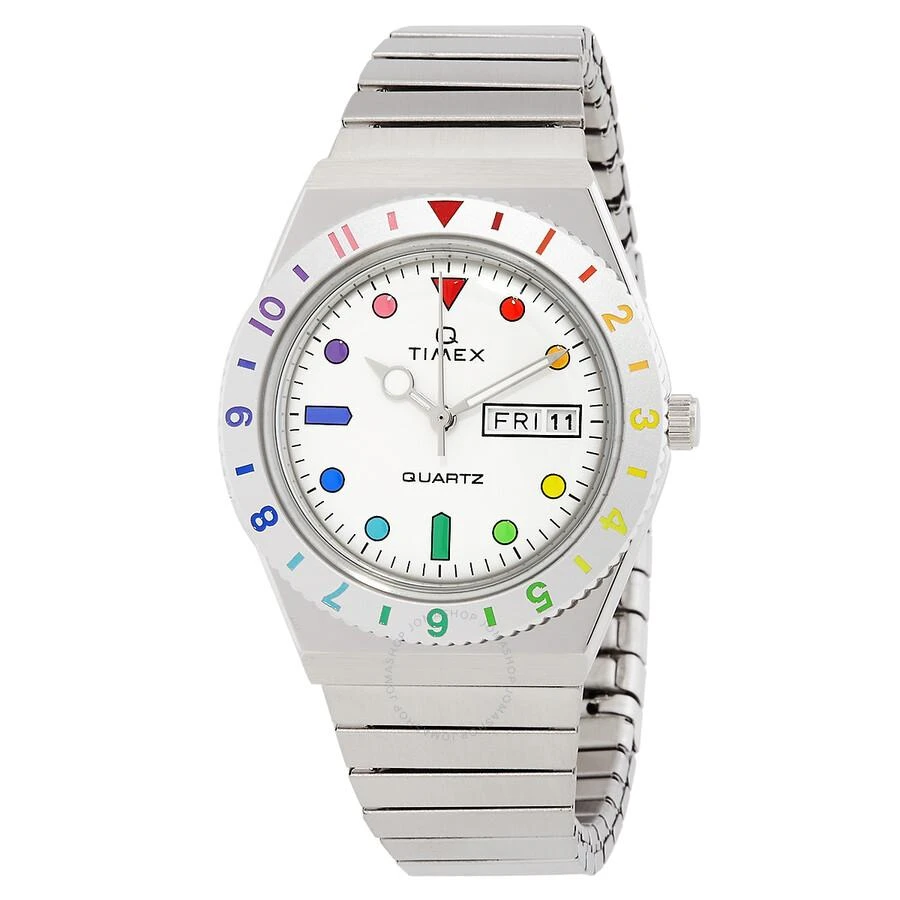 Timex Q Rainbow Quartz Silver Dial Expansion Band Ladies Watch TW2V66000 1