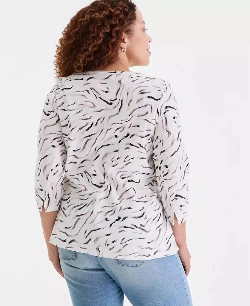 Style 
Co Plus Size Printed Cotton 3/4-Sleeve Top, Macy
s Exclusive 4