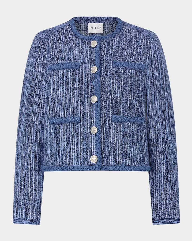 Milly Shayne Boxy Braid-Trim Jacket