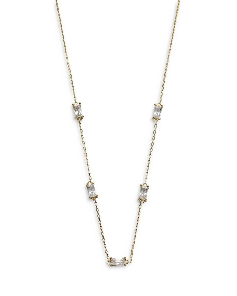 Argento Vivo 18K Gold Plated Cubic Zirconia Baguette Chain Necklace, 16" 1