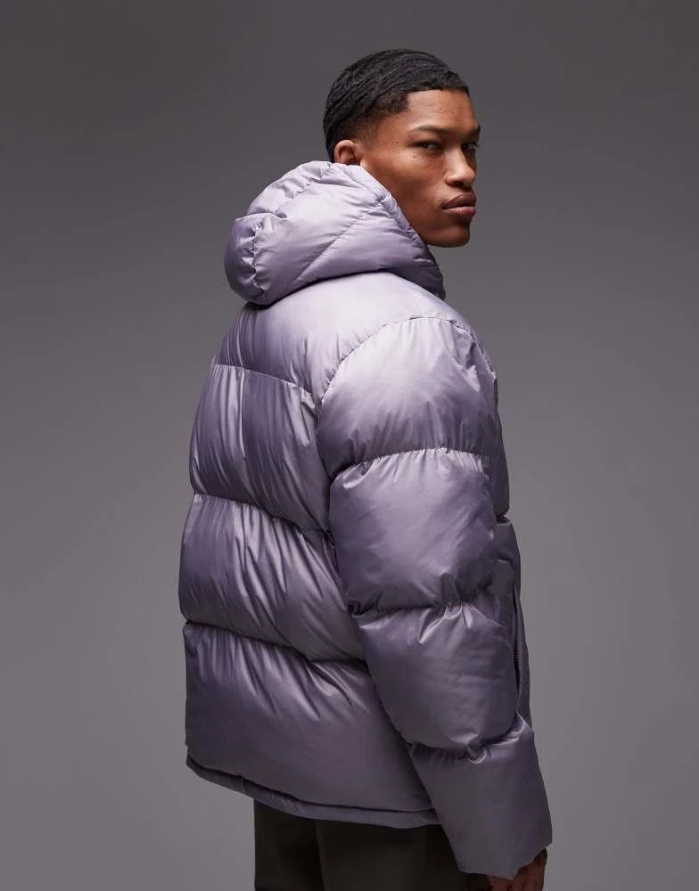 Double A by Wood Wood Double A By Wood Wood claus double zip padded jacket in lilac grey 4