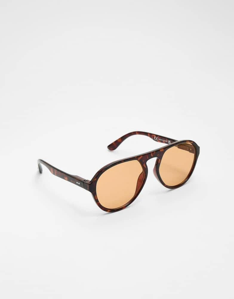 Stradivarius Stradivarius aviator sunglasses in brown 3