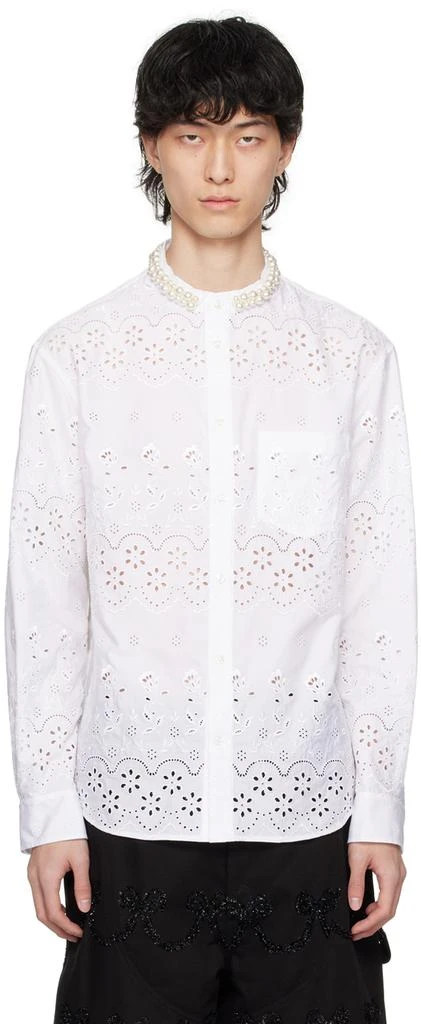 Simone Rocha White Beaded Grandad Shirt 1