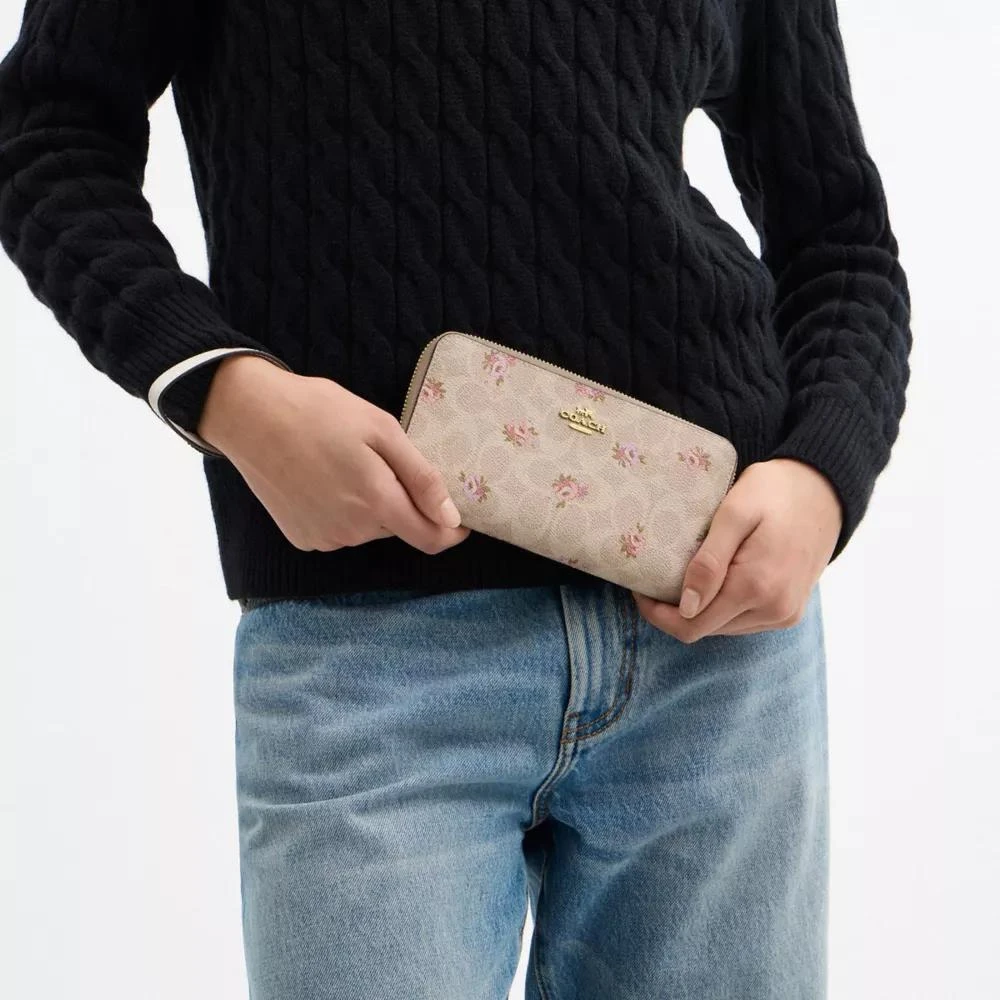 Coach Long Zip Around Wallet In Signature Canvas With Floral Print 5