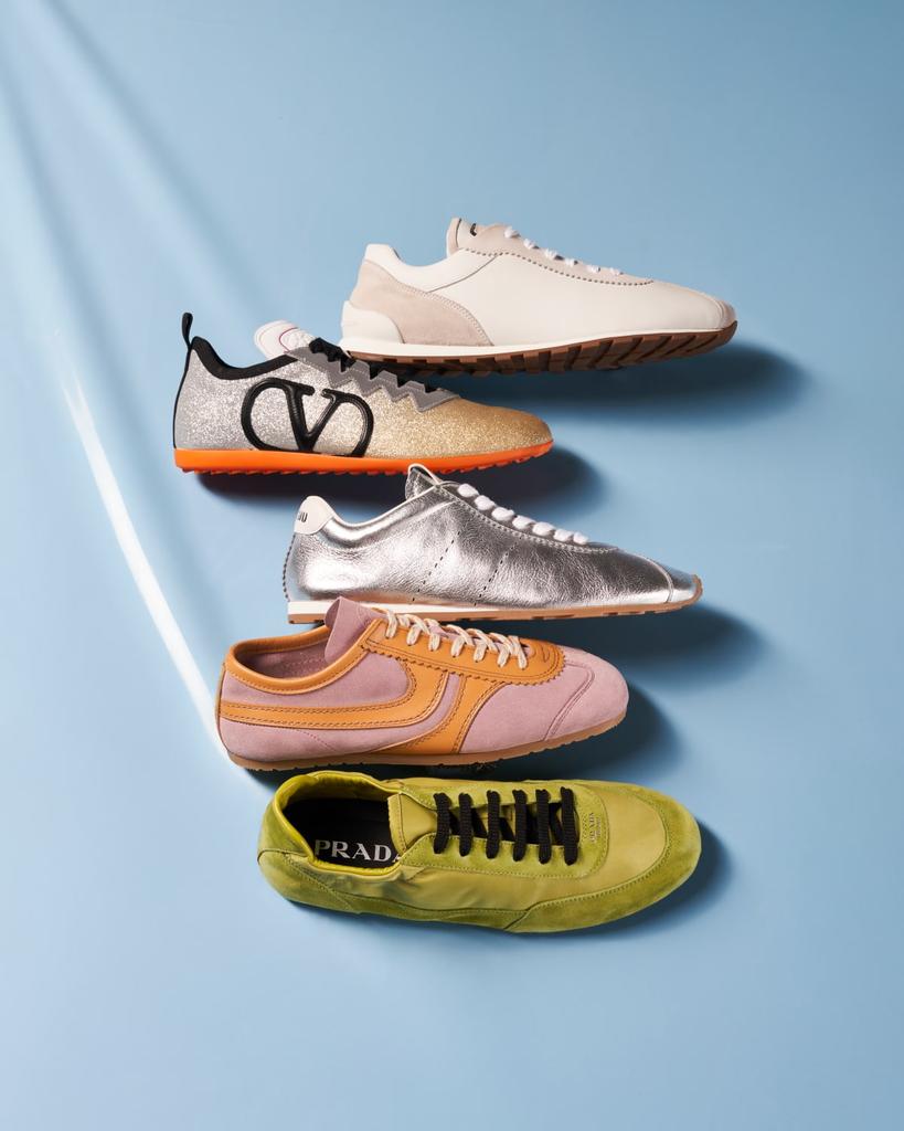 Shop Metallic Leather Retro Runner Sneakers on Sale at