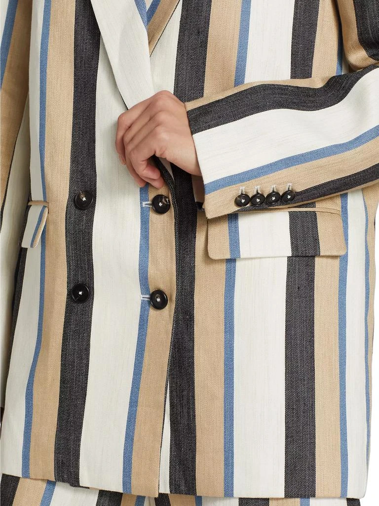 Co Double-Breasted Striped Linen Blazer 6