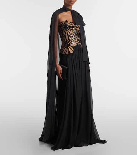 elie saab evening dresses for sale Ladivine CDS549 Elegantly Fit and Flared Gown with Embellished Bodice Black / 16 main image 1