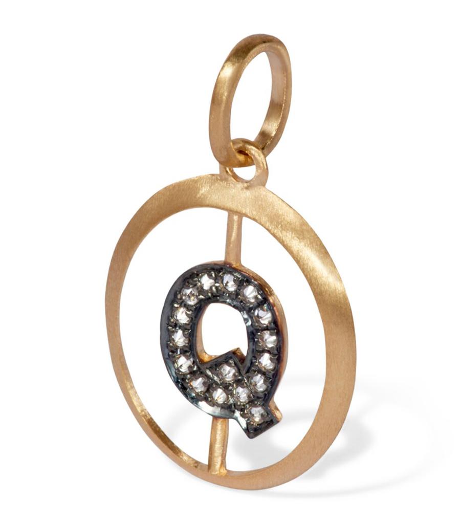 Annoushka Yellow Gold and Diamond Initial Q Pendant