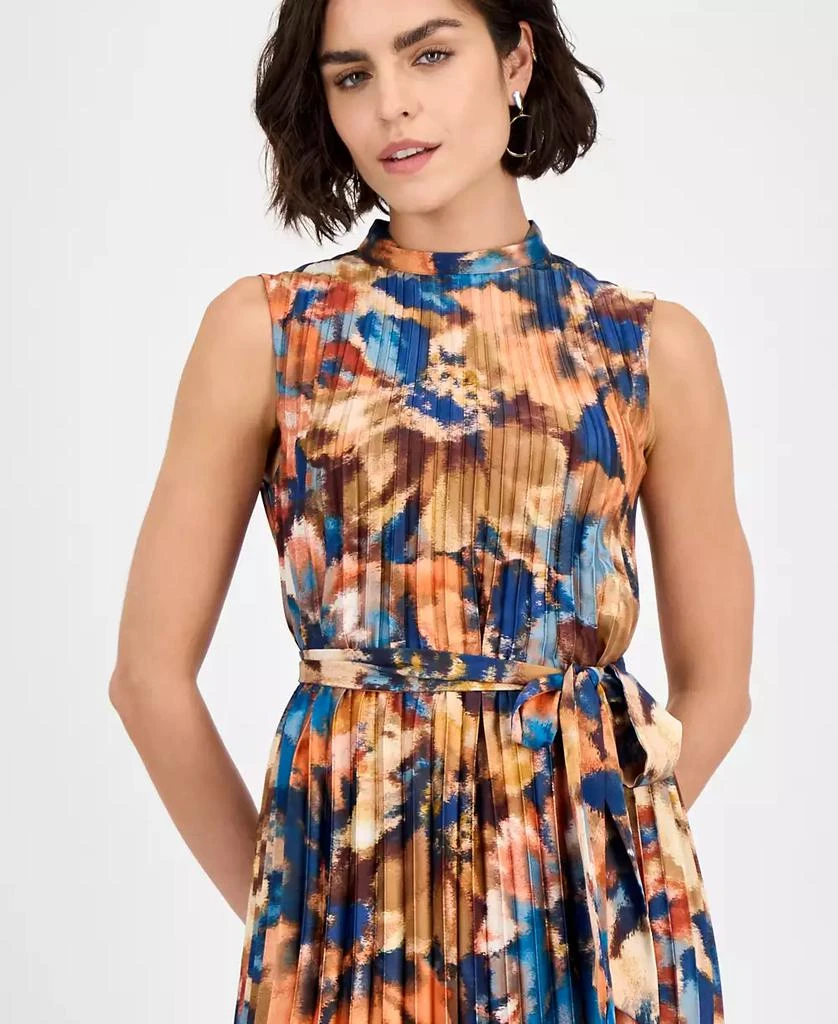 Tahari Women's Printed Pleated Sleeveless Midi Dress 4
