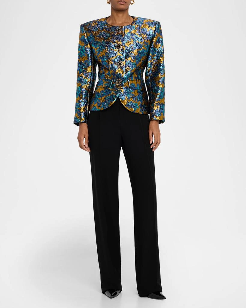 Yves Saint Laurent Metallic Floral Brocade Single-Breasted Jacket 2