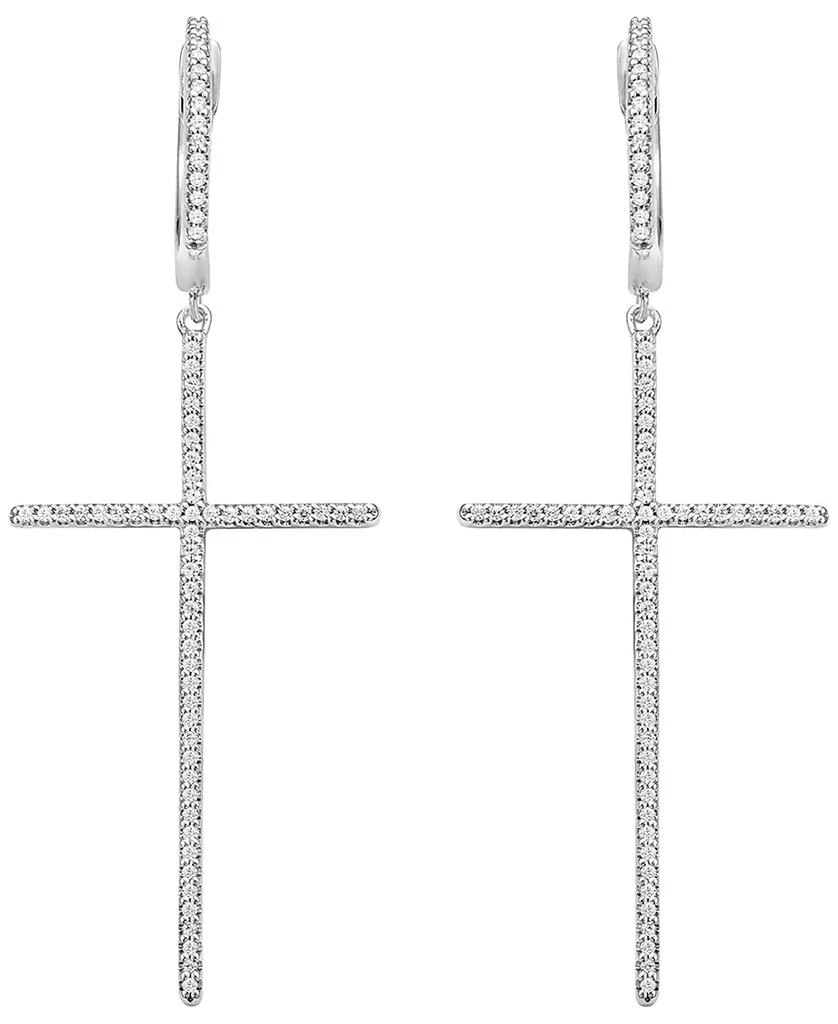 Macy
s White Diamond (3/8 ct. t.w.) and Sapphire (0.01 ct. t.w.) Earrings in 10k White Gold