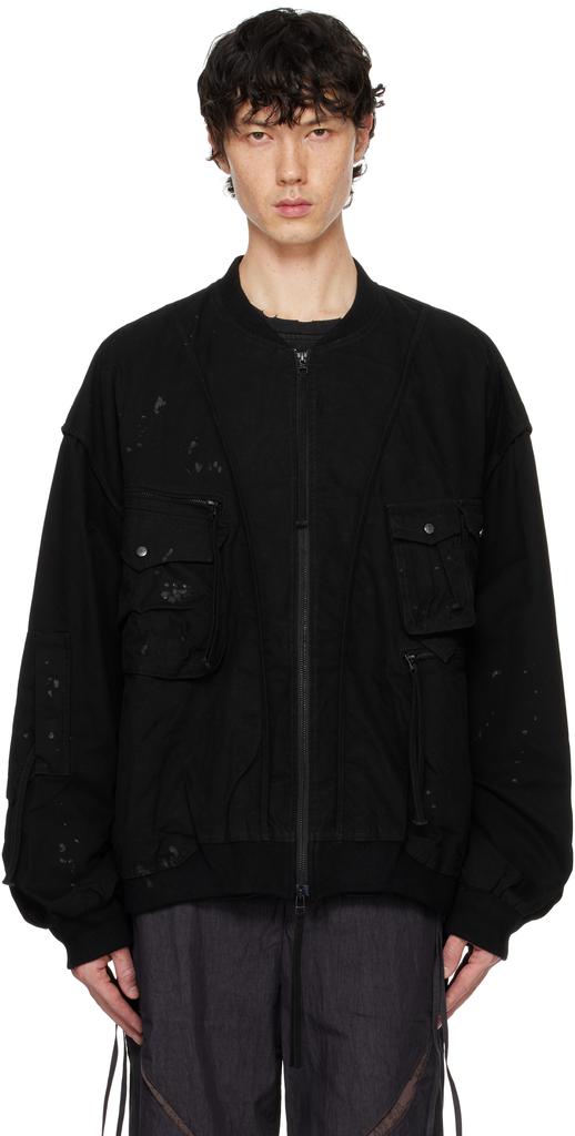 Professor.E Black Parachute Cargo Bomber Jacket - Jackets - Free