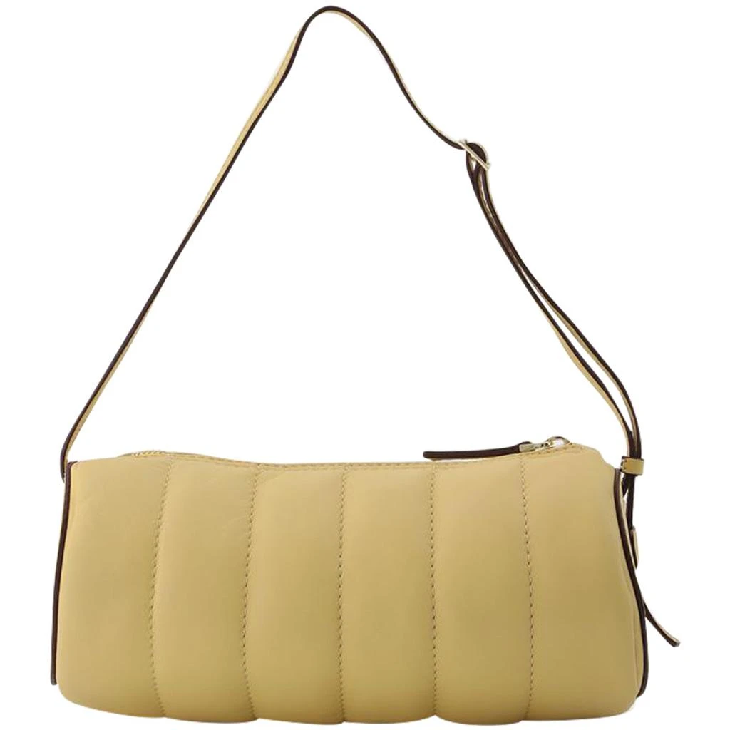 Manu Atelier Padded Cylinder Bag in Cream Leather 1