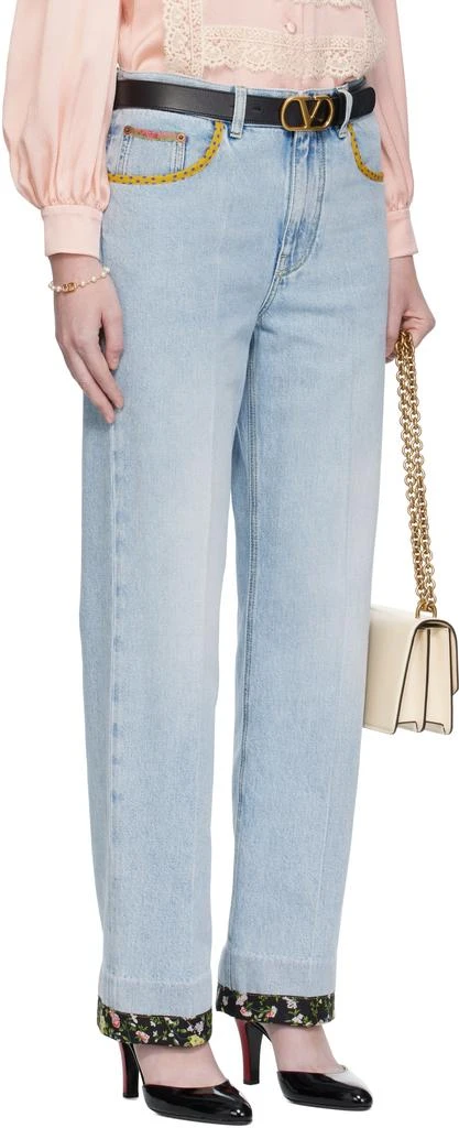 Valentino Blue Embroidered Denim Jeans 2
