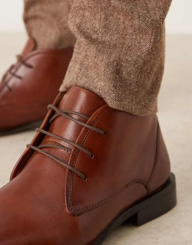 ASOS ASOS DESIGN lace up chukka boots in tan leather 2