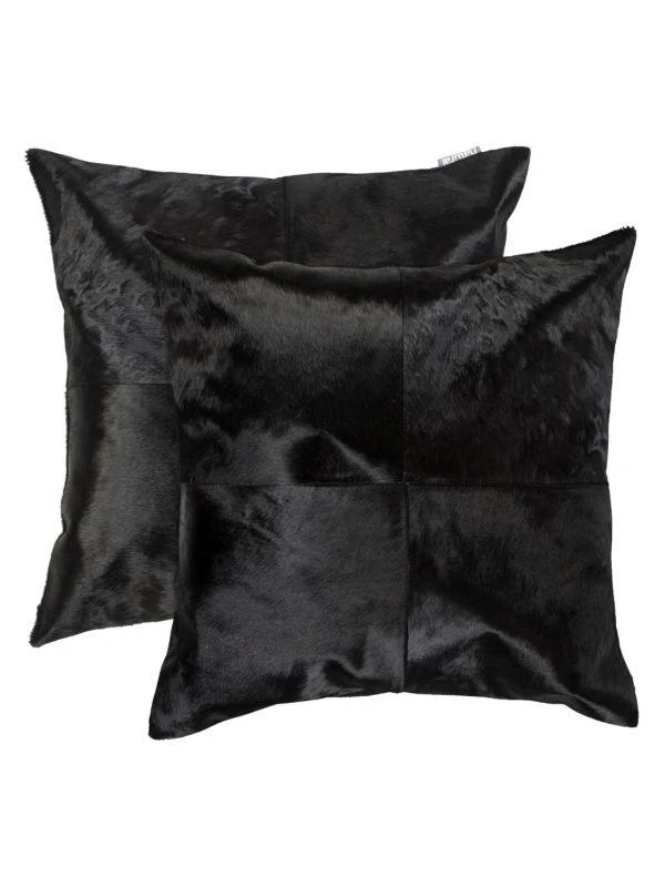 Natural 2-Pack Square Panel Cowhide Pillow Set 1