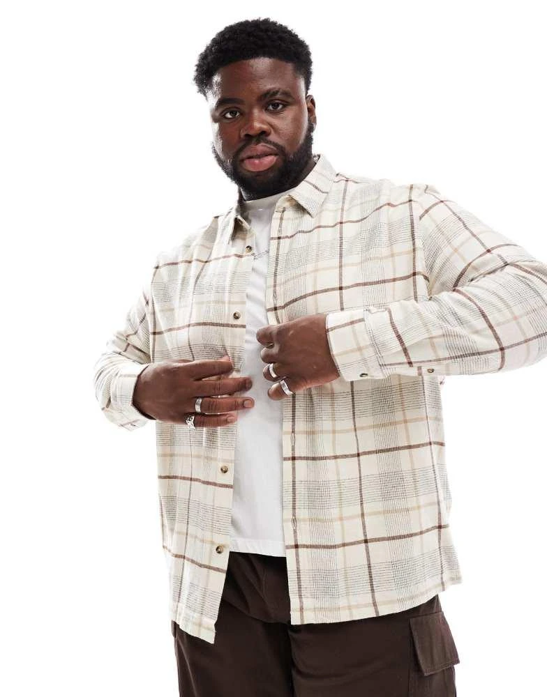 ASOS ASOS DESIGN regular shirt in neutral check 2