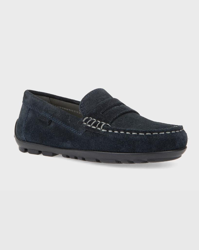 Geox Boy's New Fast Suede Penny Loafers, Toddler/Kids