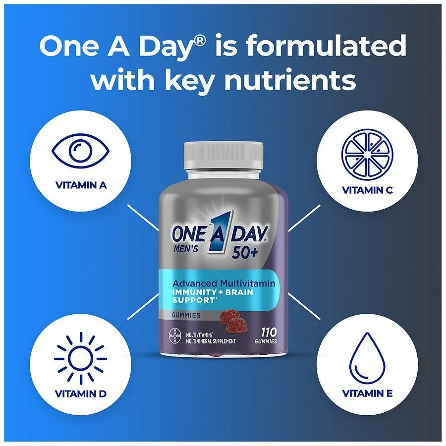 One A Day 50+ Vitamins for Men Gummies for Immune Support Strawberry 9
